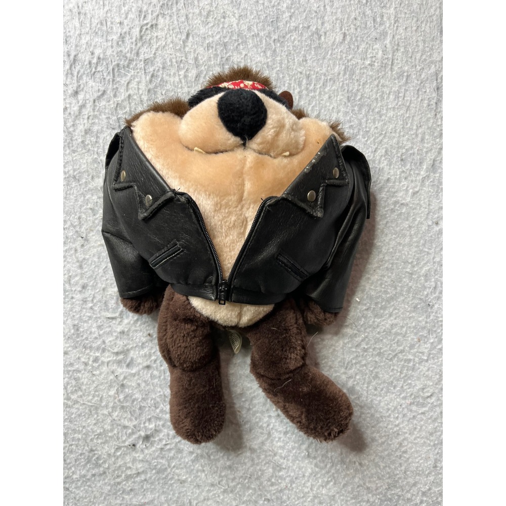 Tasmanian Devil Plush Toy 1991 Warner Bros Leather‎ Jacket Bandana 12"